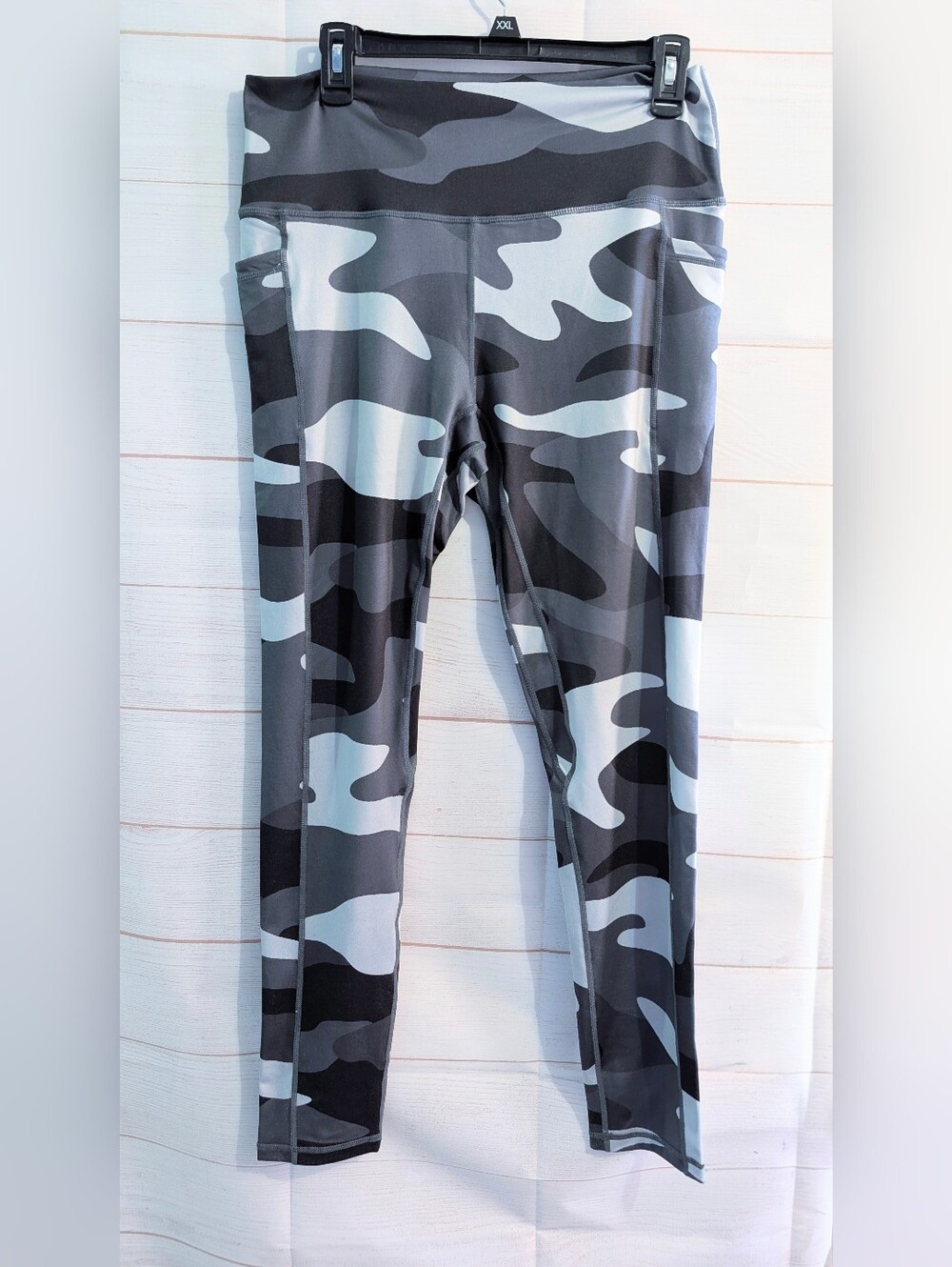 Nwot La Dearchuu  Gray 🩶 Camo Active Leggings W/ Pockets Size XXL